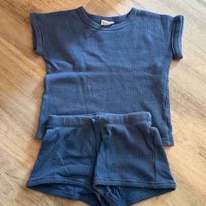 Cat & Jack Ribbed Blue Baby Top and shorts